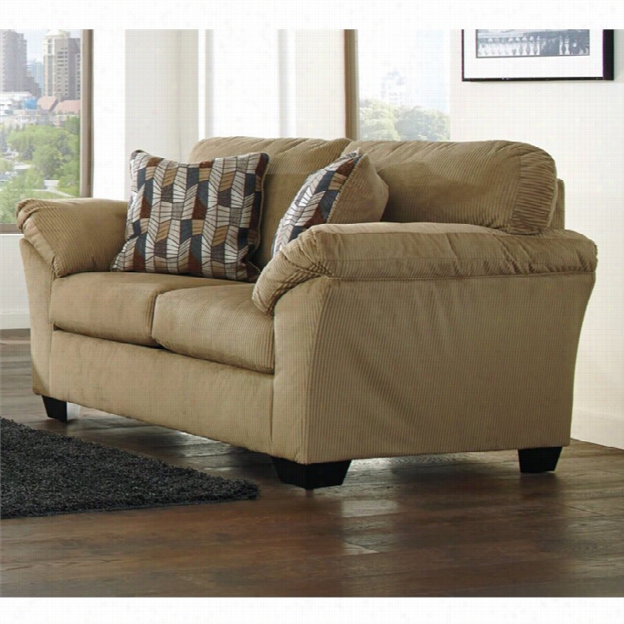 Ashley Aluria Fabric Loveseat In Mocha