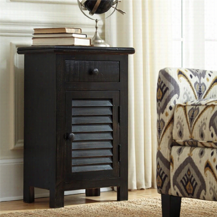 Ashley Charlose 1 Door Wood Nightstand In Black