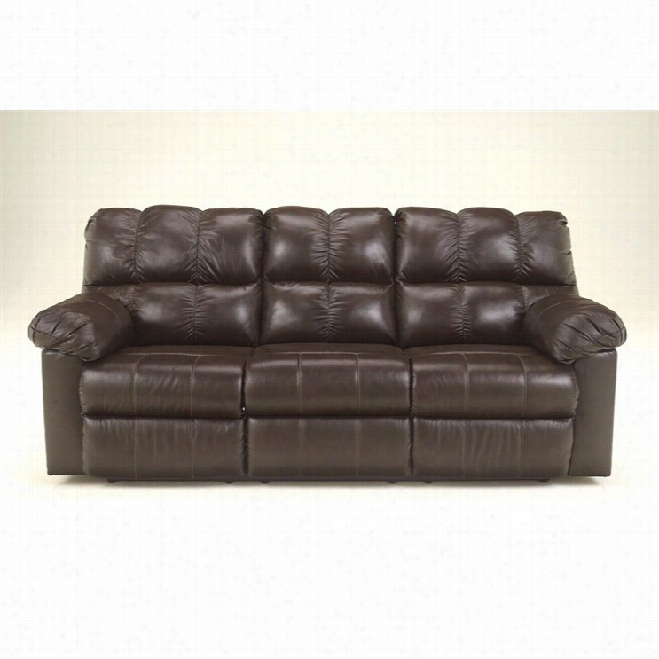 Ashley Furniture Kennard Leather Reclining Sofa In Chocolate