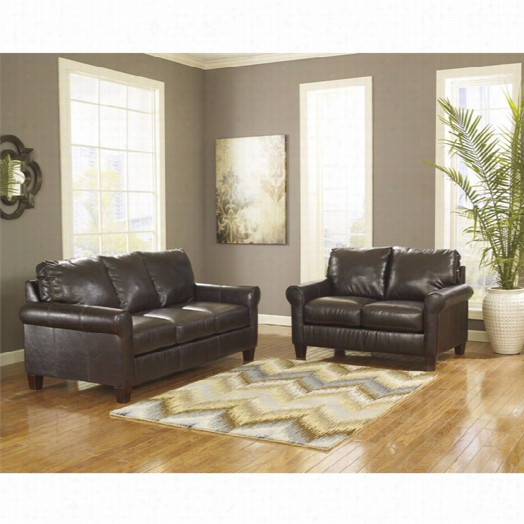 Ashley Furniture Nastas Durable Nd 2 Piece Leather Sofa Set In Bark
