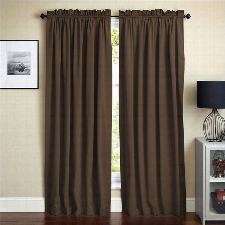 Blazing Needles 84 Inch Twill Curtai Panels In Chocolate (set Of 2)