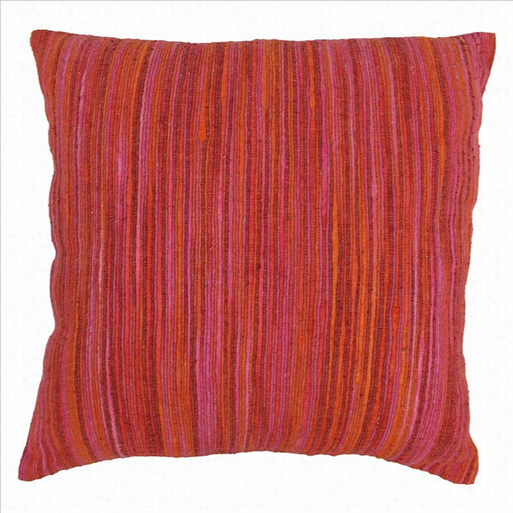 Blazing Needles Striped Thr Ow Pillow  In Red