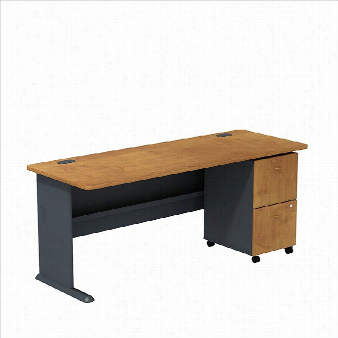 Bush Bbf Serie S A 72 Desk With Assembled Pedestal In Natural Cherry