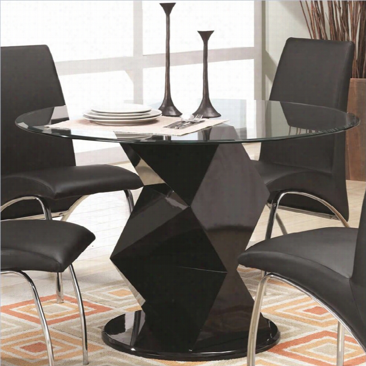 Coasger Ophelia Contemporary Glass Top Dining Table Inblack