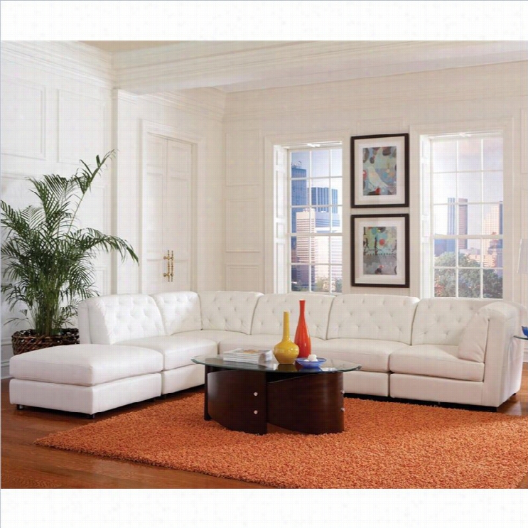 Coaster Quinn Transitional Modular Leather Sectional Sofa In White