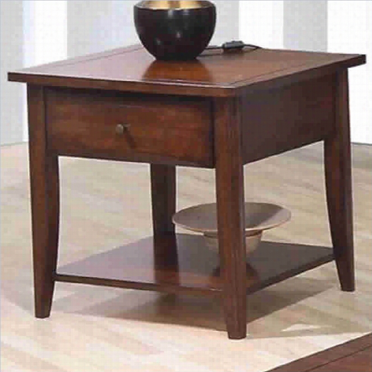 Coaster Walnut Whitehall Ennd Table With Shelf & Drawer