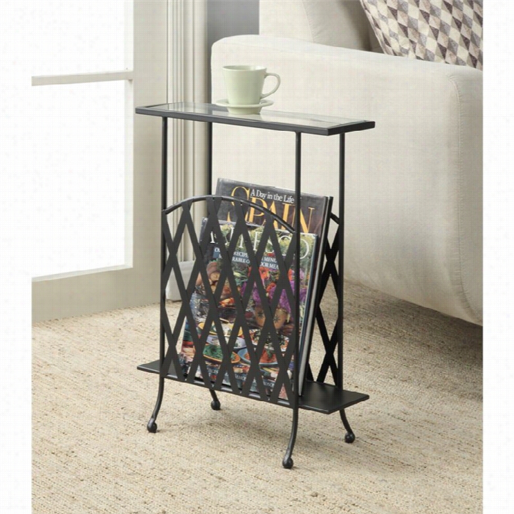 Convenience Concepts Wyoming Wrought Iron Glass Indirect Table In Black