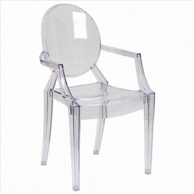 Flash Furniture Ghost  Dining Chair With Arms In Clear Crytsal