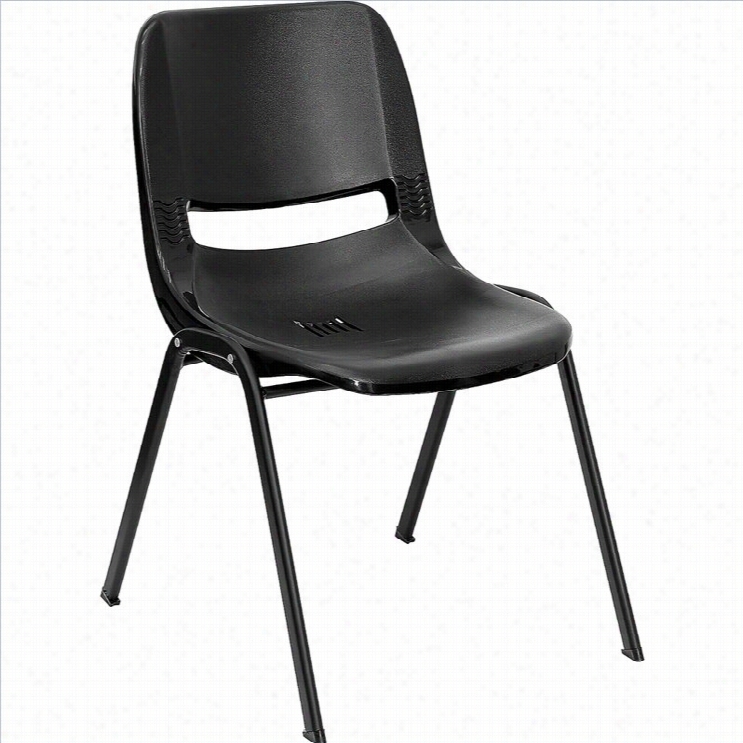 Flash Furnitureh Ercules Ergonomic Shell Stacknig Chair In Black