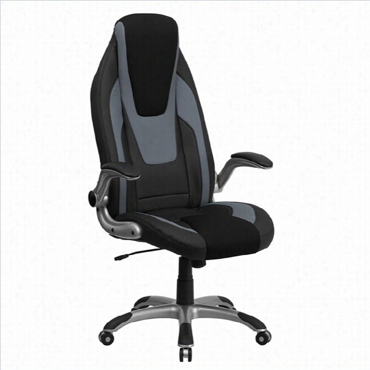 Flash Appendages High Back Vinyl Office Chair In Black And Ggray