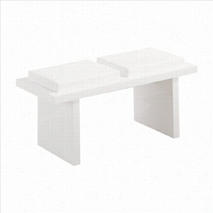 Global Furniture Upholstered Bench In Glossy White