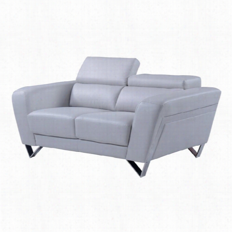 Global Furniutre Usa Natalie Leather Loveseat In Gray