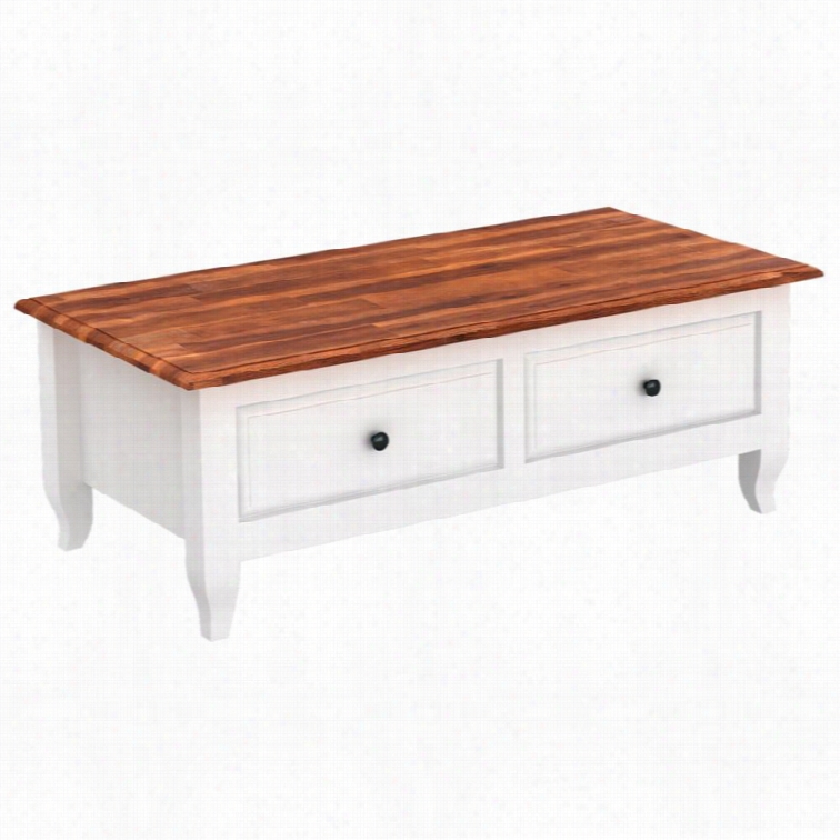 Internatinoal Caravan Pearl Wood Top Two Drawer Coffeee Table In White