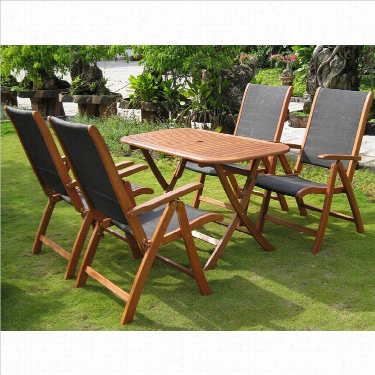 International Caraavnt Ordera 5 Piece Wood Patio Dining Set In Natural