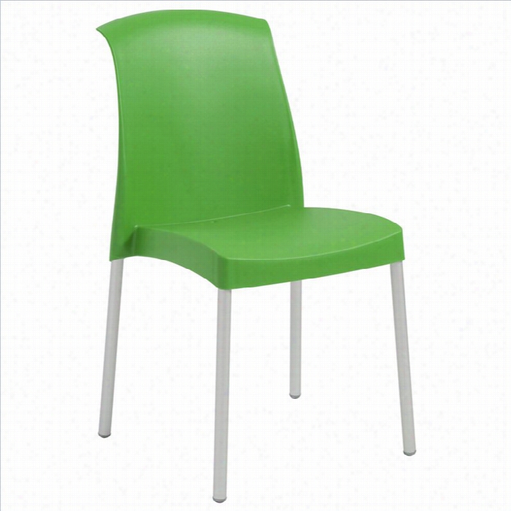 Italmodern Jenny Stacking Dining Chair In Greeen And Aluminum