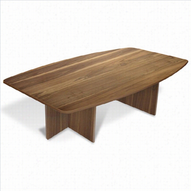 Jepero Ffice 100 Collection Boat Shaped Duel Table In Walnut