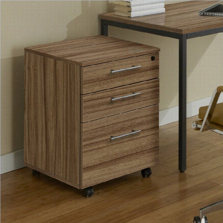 Jes Per Office 100 Collection Mobile Pedestal In Walnut