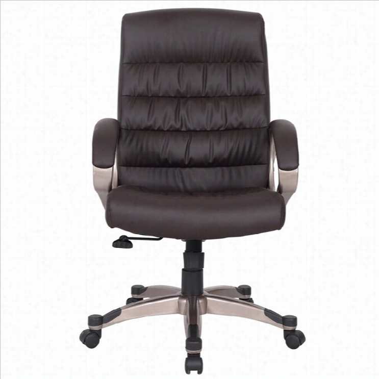 Leick Furinture Faux Leather Executive Ffice Chairman In Deep Brown