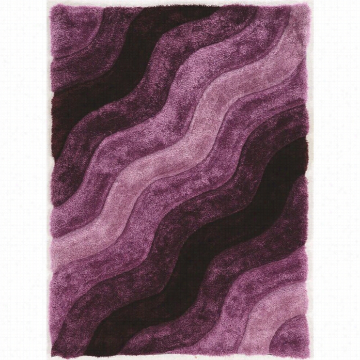 Linn Links 5' X 7' Hand Tufted Wave  Shag Rug In Purple