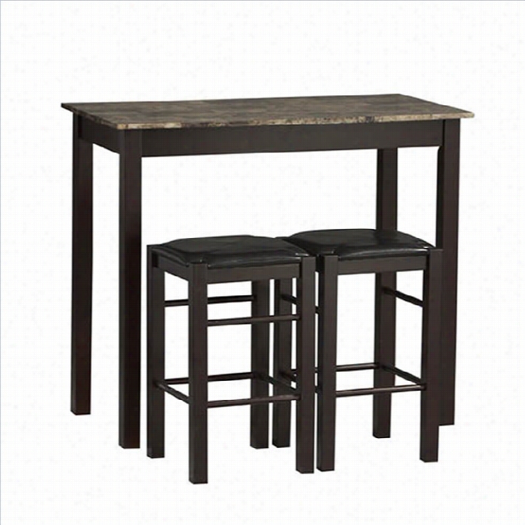 Linon Threr Piece Tavern Dining Group In Espresso