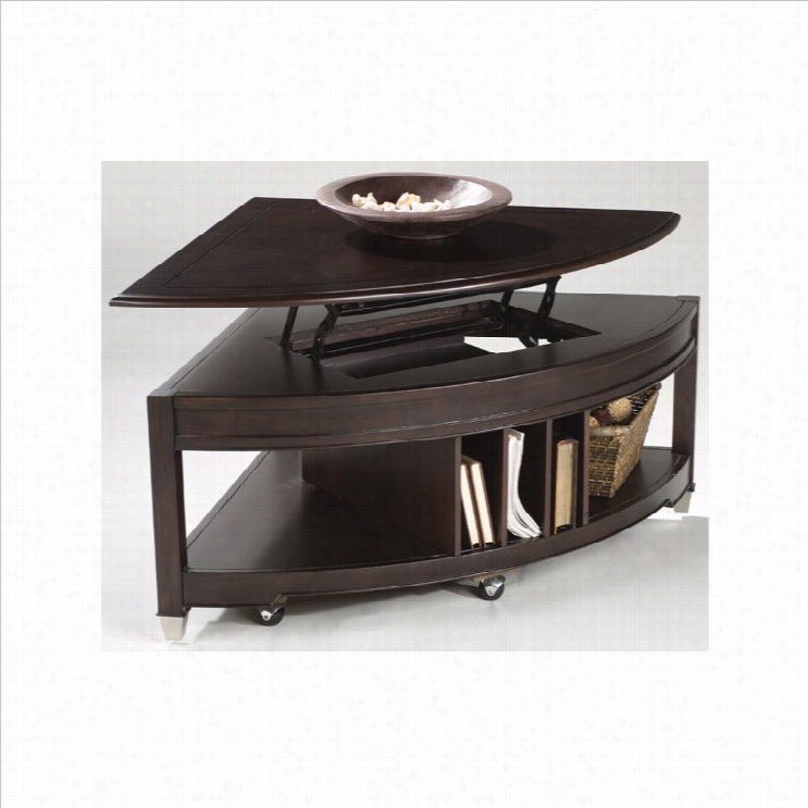 Magnussen Darien Pie Shaped Lift-top Cocktail Table In Burnt Umber