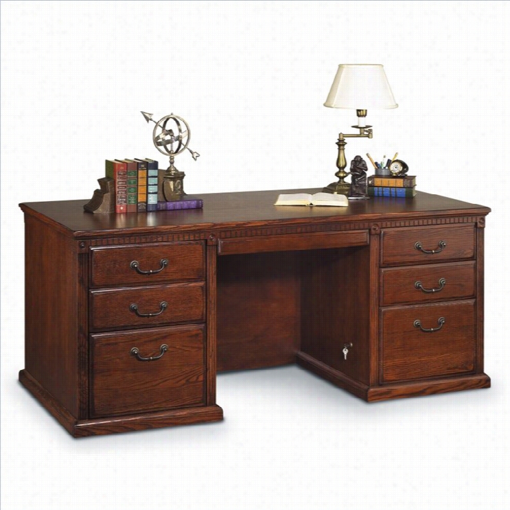 Martin Furniture Huntington Oxford Executiv E Double Pedestal Computer Desk In Byrnish