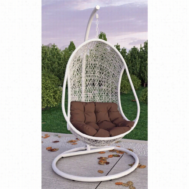 Modway Bestow Patio Swing Chair In White And Brown