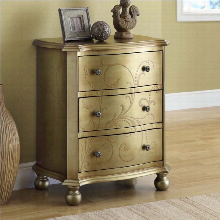 Monarch Transitional Bobmay Accent Chest Ih Gold With 3 Drawers