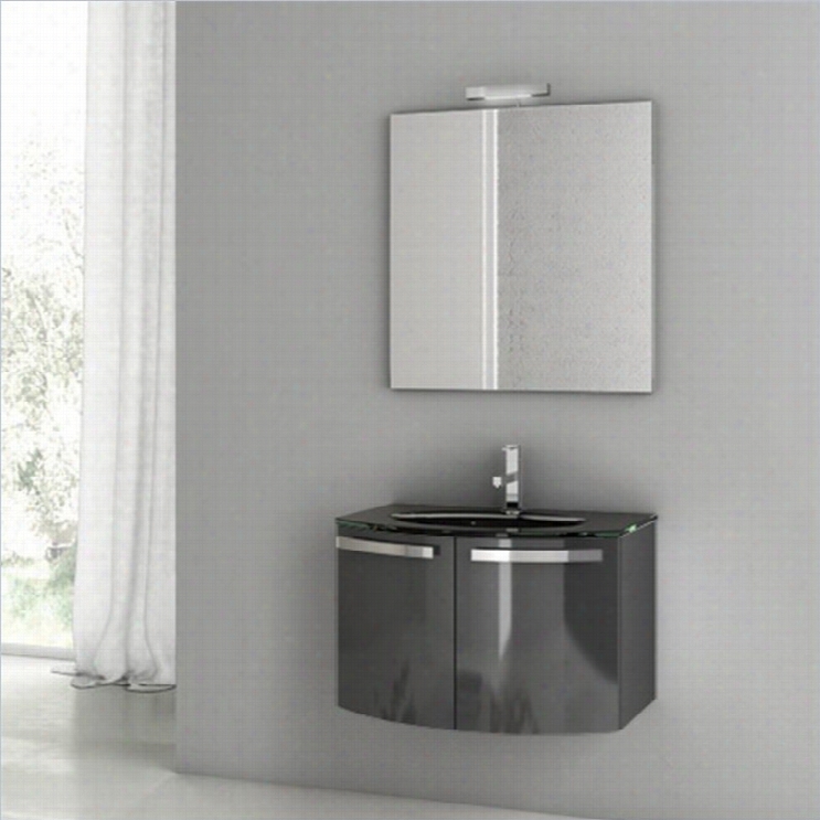 Nameek' Crystal Dance 82 Wall Mount Bathroomvanity Set In Glossy Anthracite