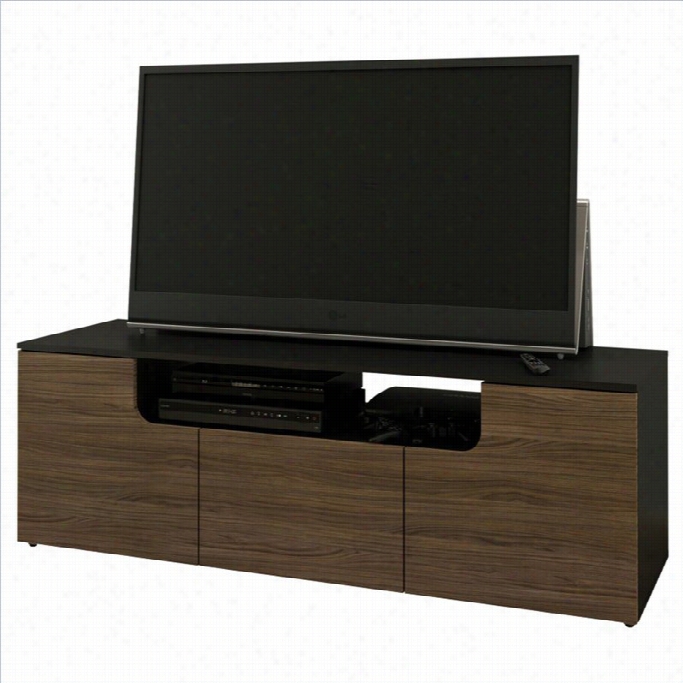 Nexera Next 60 Tv Stadn In Black  And Walnnut