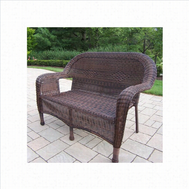 Oakland Livig Resin Wicker Loveseat In Coffee