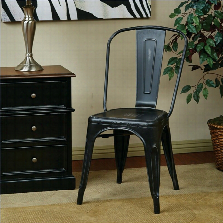 Office Heavenly Body Bristow Mefal Dining Chair In Antique Black-set Of 2
