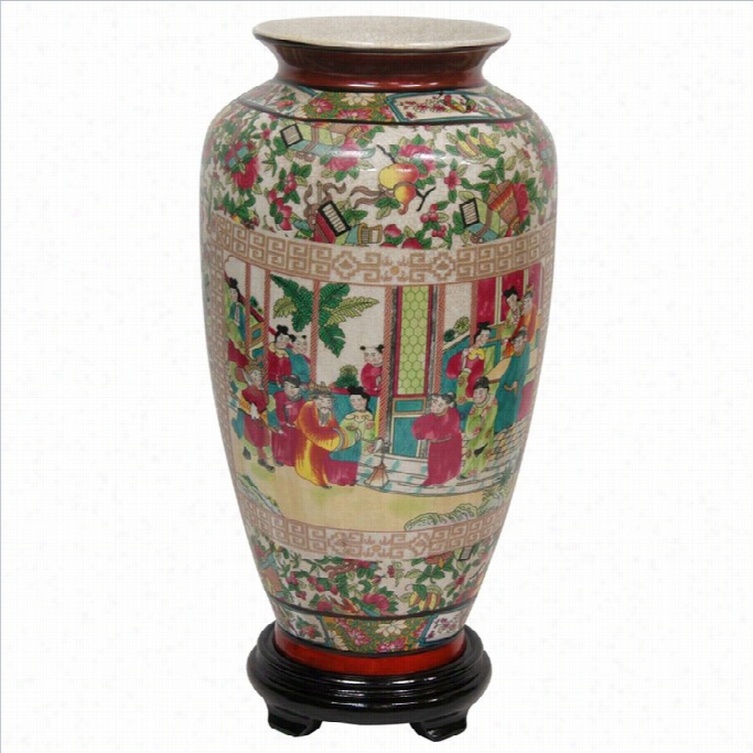 Precious Furniture 14 Rose Medallion Tung Chi Vase In Multicolor