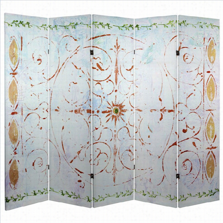 Oriental Furniture  5' Tall Winter's Peace Room Divder In Multicolor