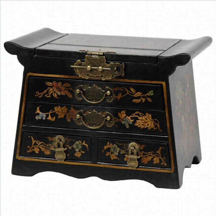 Oriental Furniture Altar Mirror Jewelry Driver's Seat In Black