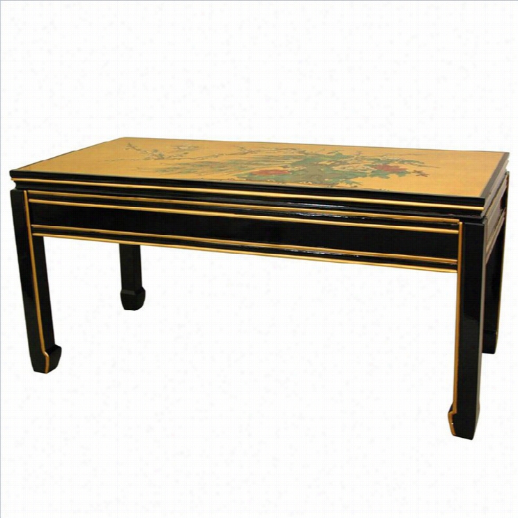 Oriental Furniture Lacquer Coffee Table In Gold