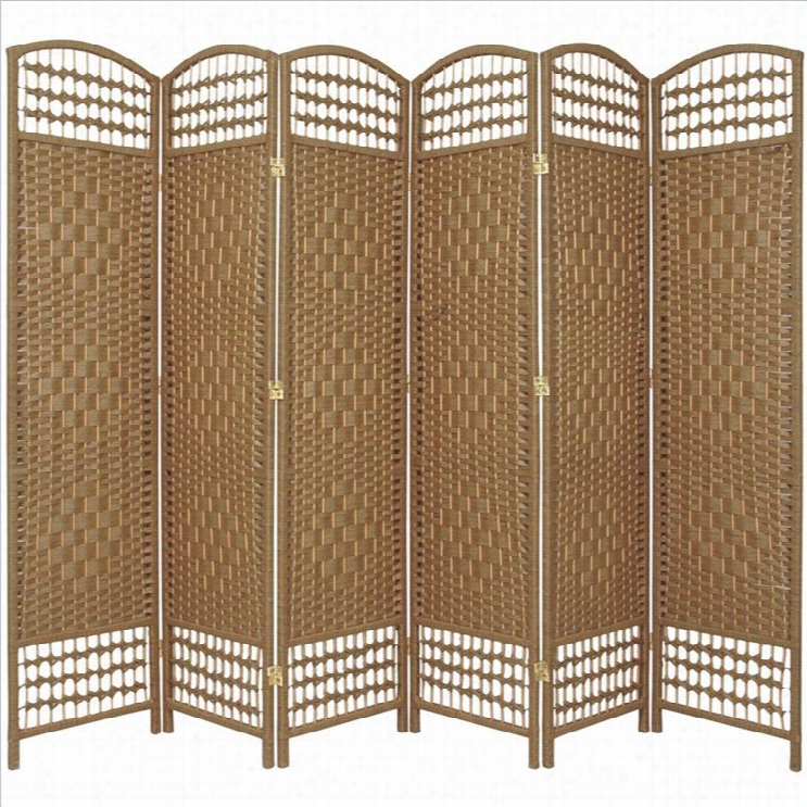 Oriental Furniture Six Panel Fiber  Weave Room Divider In Natural