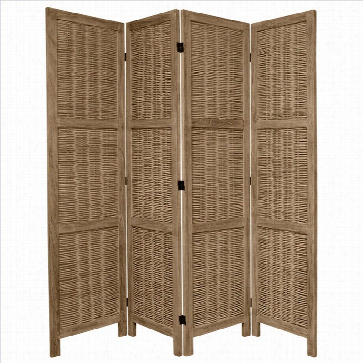 Oriental Ufrniture Tall Bamboo Matchstick 4 Panel Room Divider In Gray