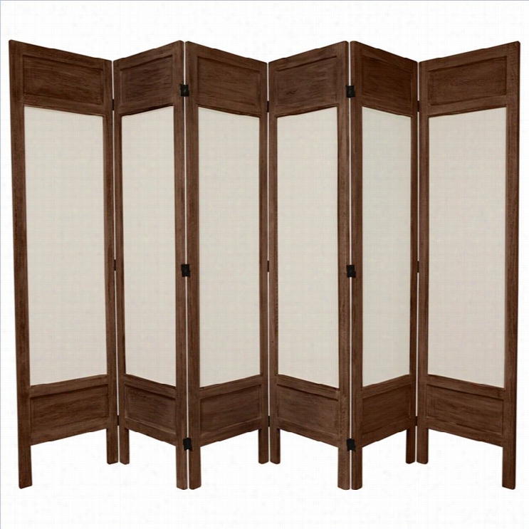 Oriental Furniture Tall Solid Frame 6 Panel Room Divider In Brown