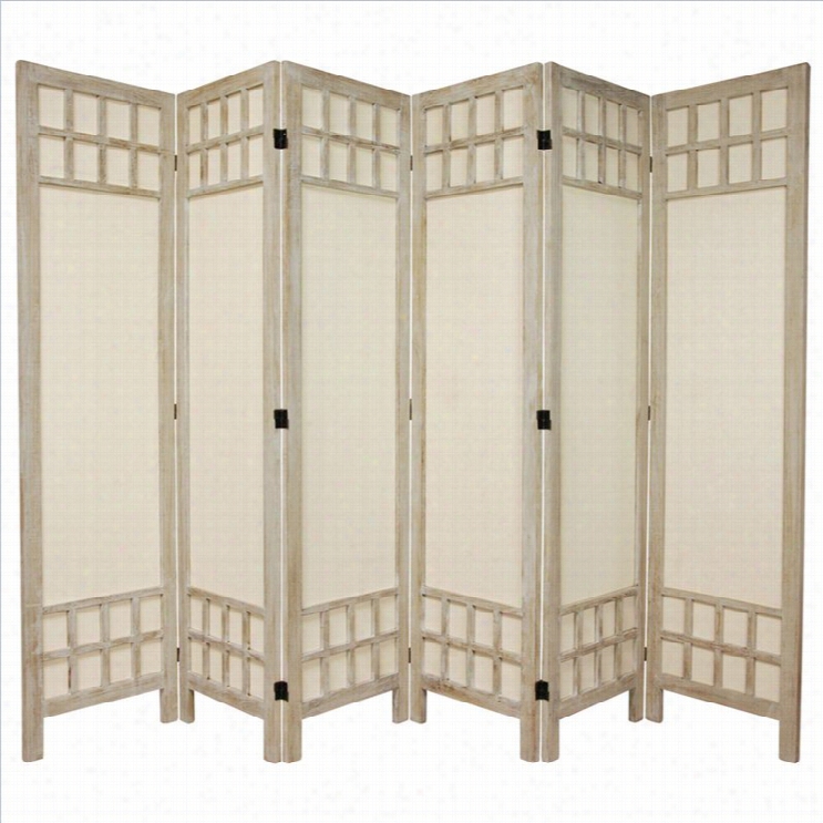 Oriental Furniture Tall Widow Panee 6 Panel Room Divider Iin White