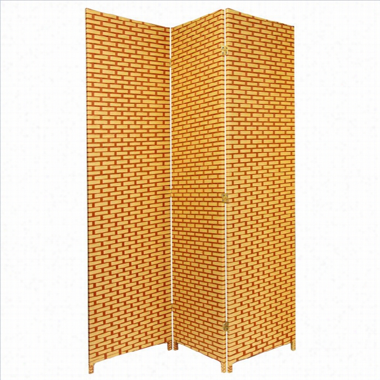 Oriental Room Divider With 3 Panel In Natural And Rust