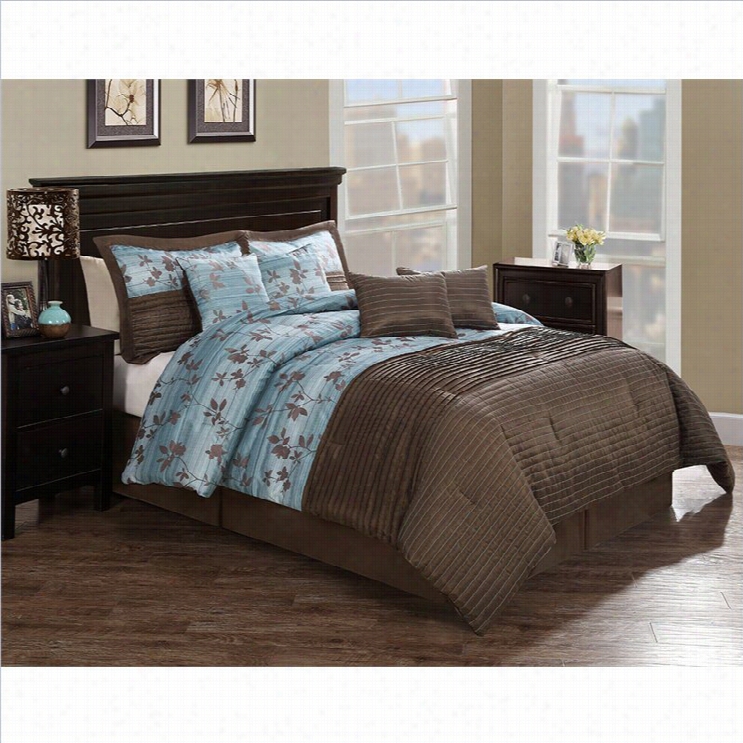 Pem America Chocolate Aqus Pleat Comforter Set-uqeen