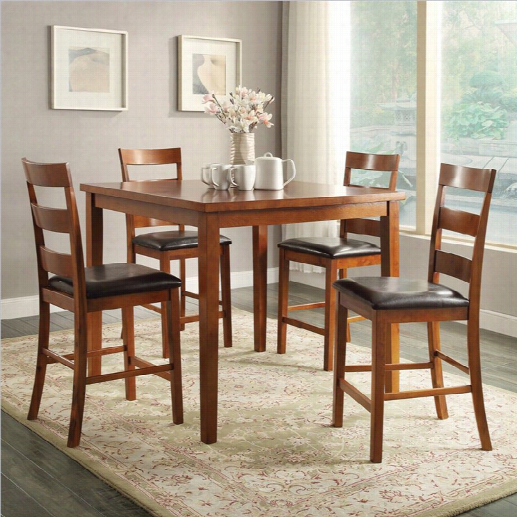 Powell Furniture Cafe Tremont 5 Piece Counter Set In Light Espresso