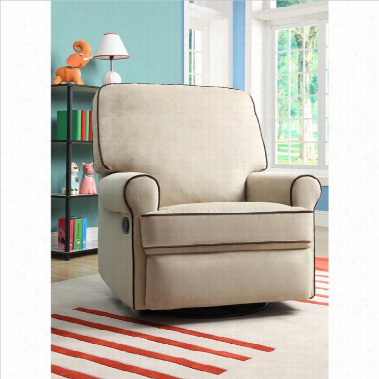 Pri Birch Hill Fabirc Swivel Glider Recliner In Beige