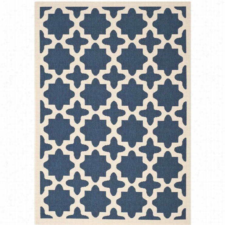 Safavieh Courtyard Polypropylene Medium Rectangle Rug Cy6913-268-6 In Navy And Beige