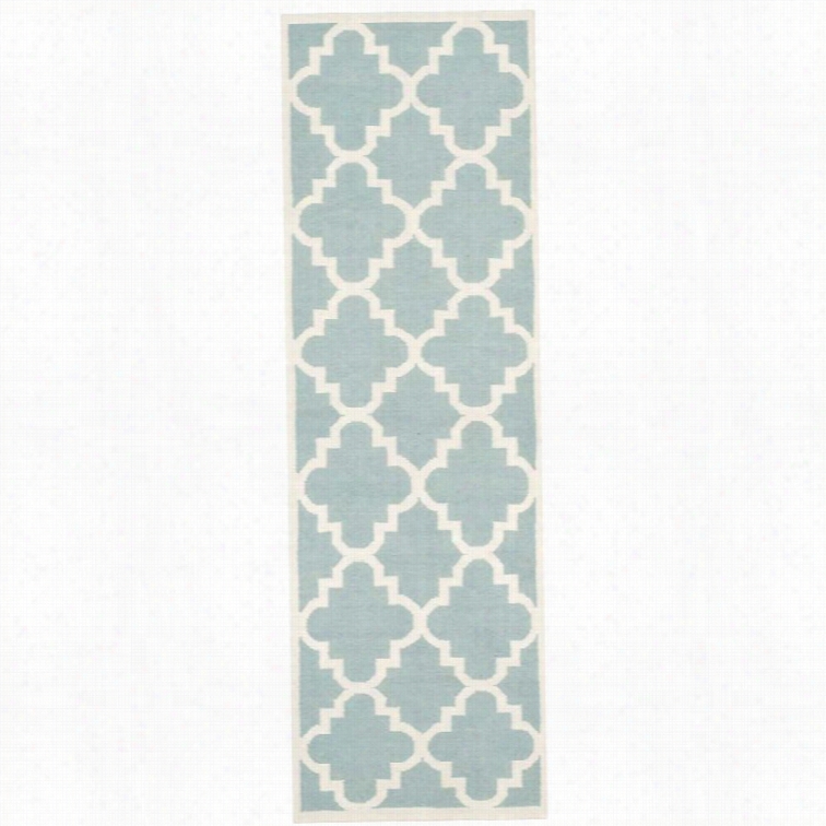 Safavieh Dhurries Light Blue Contemporary Rug  Runner 2'6 X 6'