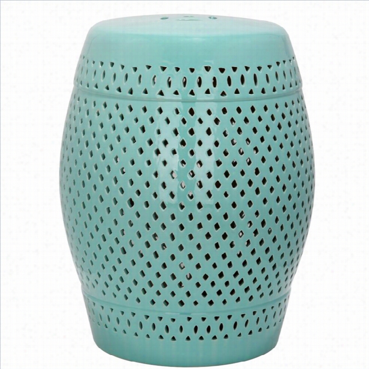 Safavieh Diamond Ceramic Garden Stool In Robbins Egg Blue