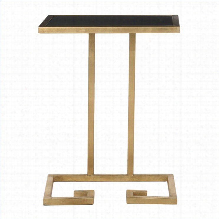 Safavieh Murphy Iron And Glass Accent Table In Gold And Black