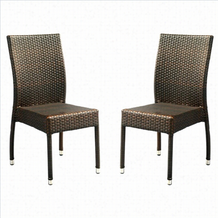 Safavieh Newbury Wicker Chair In Brown( Set Of 2)