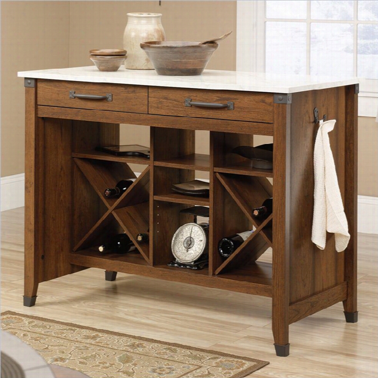 Sauder Carson Forge Kitchen Stand In Washington Cherry